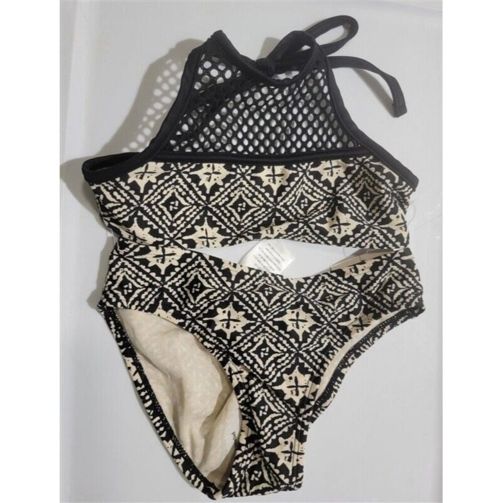 NWOT Cleobella Turquois XS GIRLS Black Cream Mesh Bikini SwimSuit 120478